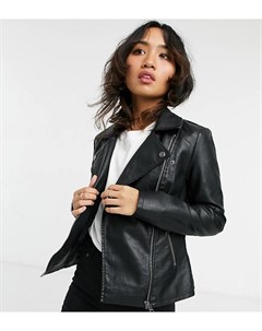 Черная куртка из искусственной кожи Only petite