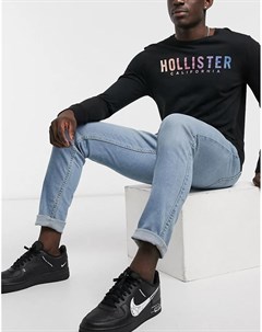 Голубые выбеленные джинсы скинни Hollister