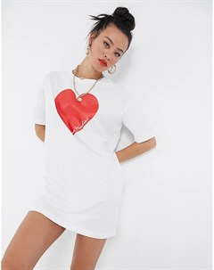 Белое платье футболка с логотипом Love moschino