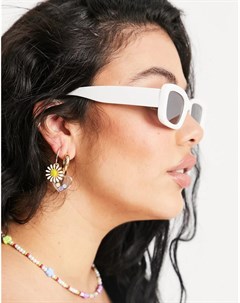 Белые солнцезащитные очки в квадратной скошенной оправе Asos design