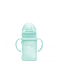 Стеклянная бутылочка поильник с мягким носиком с защитным силиконовым покрытием 150 мл мятный Everyday baby