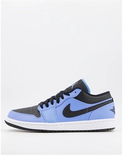 Низкие черно синие кроссовки Nike Air 1 Jordan