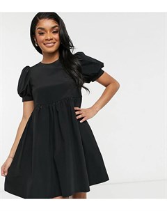 Черное свободное платье с пышными рукавами Vila petite