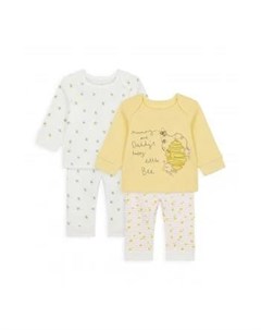 Пижамы Маленькие пчелки 2 шт белый желтый Mothercare