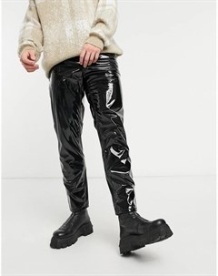 Черные неэластичные джинсы из искусственной кожи classic Asos design