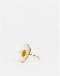 Золотистое кольцо с отделкой в виде ромашки Asos design