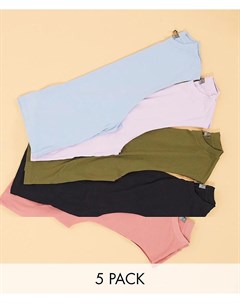 Набор из 5 футболок без рукавов с заниженными проймами Asos design