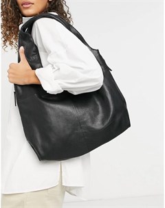 Черная кожаная сумка на плечо с декоративной молнией Object