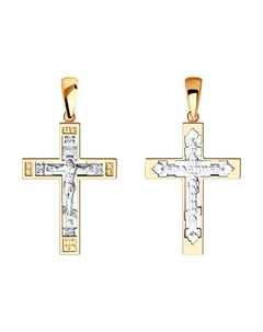 Крест из комбинированного золота с фианитами Sokolov