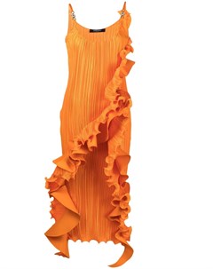 Плиссированное платье миди с оборками Versace
