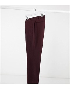 Бордовые супероблегающие брюки из ткани с добавлением шерсти Plus wedding Asos design