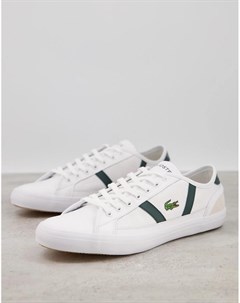 Бело зеленые кроссовки с полосками по бокам Sideline Lacoste