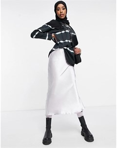 Серебристая юбка мидакси из блестящего гладкого атласа Asos design