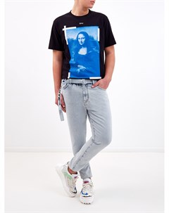 Хлопковая футболка Monalisa с двойным макро принтом Off-white