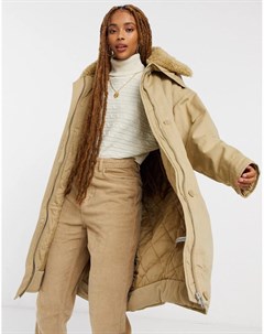 Парка в стиле oversized бежевого цвета с воротником борг Asos design