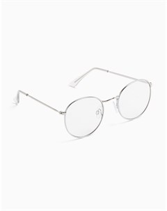 Круглые очки для чтения в серебристой оправе Topman