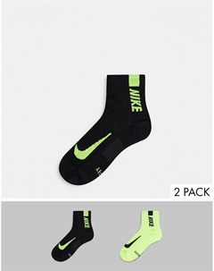 Набор из 2 пар носков до щиколотки черного неонового цвета Nike running