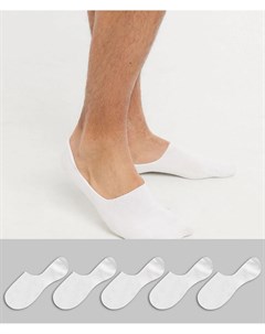 Набор из 5 пар незаметных белых носков с гелевыми вставками Topman