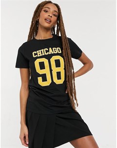 Черная футболка с надписью Chicago New look