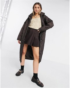 Коричневая стеганая парка с капюшоном Asos design