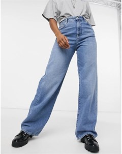 Синие широкие джинсы в стиле 90 х Bershka