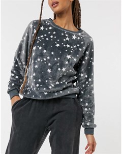 Пижамный топ из флиса с принтом в виде звезд от комплекта New look