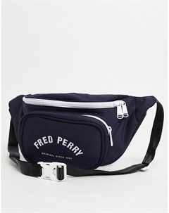 Темно синяя сумка кошелек на пояс с контрастным логотипом Fred perry