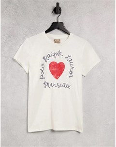 Белая футболка с короткими рукавами и сердцем Polo ralph lauren
