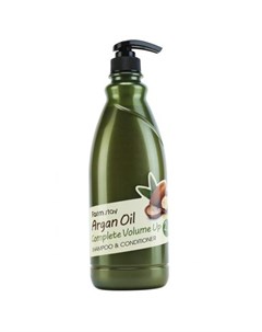 Шампунь кондиционер с aргановым маслом argan oil complete volume up shampoo conditioner Farmstay