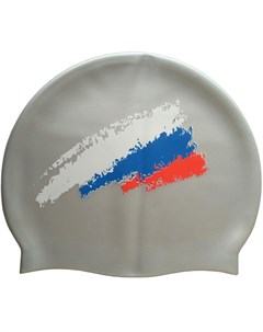 Шапочка для плавания силиконовая SR Серый Металлик с принтом РФ Флаг CPT 007C 3 Nobrand