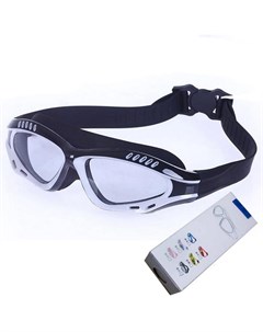Очки маска для плавания с берушами R18014 черно белые Sportex