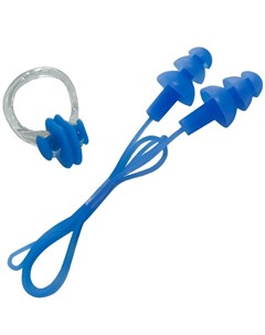 Набор для плавания беруши на шнурке и зажим для носа B31576 синий Sportex