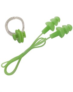 Набор для плавания беруши на шнурке и зажим для носа B31576 зеленый Sportex