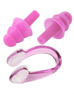 Комплект для плавания беруши и зажим для носа C33423 2 розовые Sportex