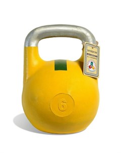 Гиря чемпионская 6 кг желтая с зеленой полосой Iron king