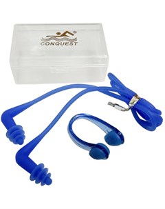 Комплект для плавания беруши и зажим для носа C33555 1 синие Sportex