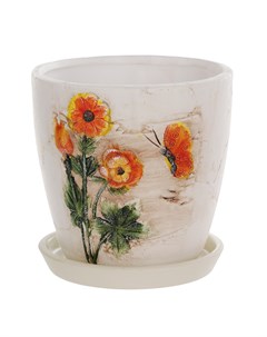 Горшок цветочный с поддоном дизайн весна 18x18x16см Dehua ceramic