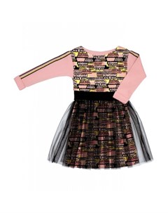 Платье МИШКИ с маленькой юбкой черно розовое Lucky child