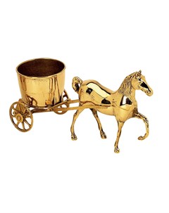 Фигурка лошадь с тележкой античная латунь 0546A Stilars