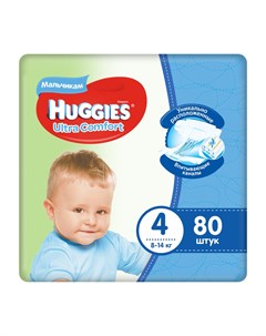 Подгузники Ultra Comfort для мальчиков 4 8 14 кг 80 шт Huggies