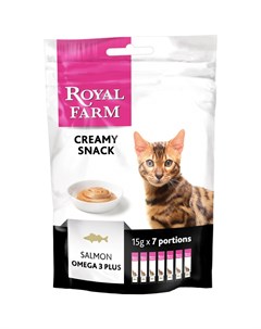 Лакомство для кошек Creamy Snack с лососем 7x15 г Royal farm