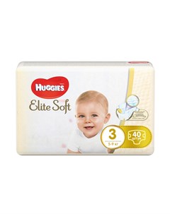 Подгузники Elite Soft 3 5 9 кг 40 шт Huggies