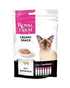 Лакомство для кошек Creamy Snack с говядиной 7x15 г Royal farm