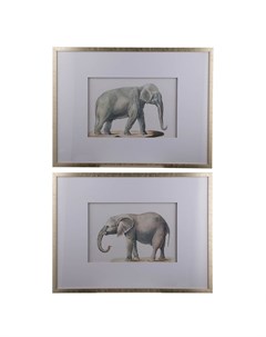 Панно с изображением слонов набор 2пр 60x3x80см Гласар