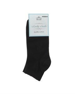 Носки женские однотонные укороченные черные 3 пары Lucky socks