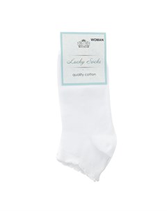 Носки женские однотонные укороченные белые 3 пары Lucky socks