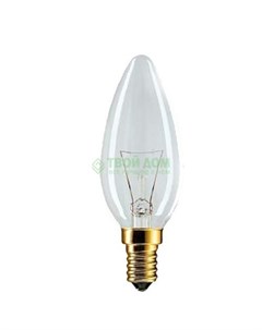 Лампа накаливания B35 40W E14 230V свеча CL Philips