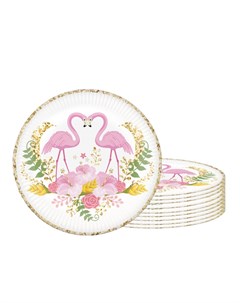 Набор одноразовых тарелок Фламинго 18 см 10 шт Fiolento
