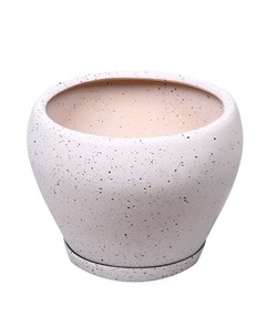 Горшок для цветов с поддоном белый камень 40х40х31 см Qianjin