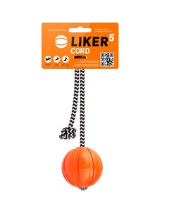 Игрушка для собак Мячик Корд на шнуре 5 см оранжевый Liker